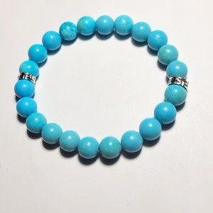 Natural Turquoise Crystal Beaded Bracelet 8mm 7 1/2" Large